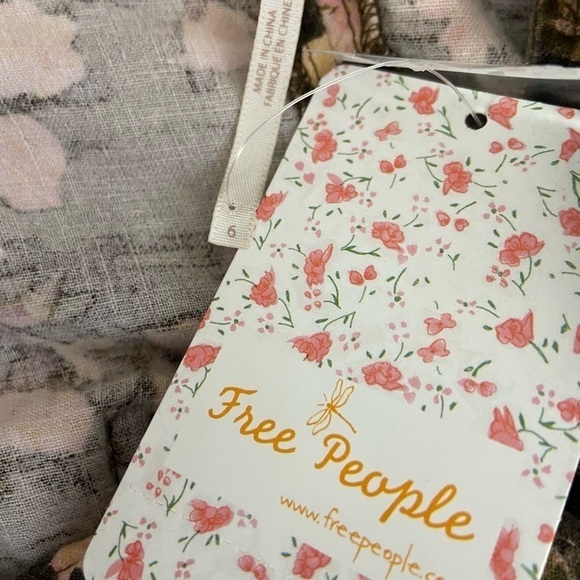 NWT Free People Staying In Floral Mini Dress in Earth Combo size 6 - Picture 8 of 8